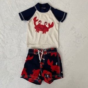 Carter's Crab Swim Trunks and Matching Rashguard 3-6 months